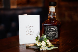 Jack Daniels, a groom and a wedding day gift.