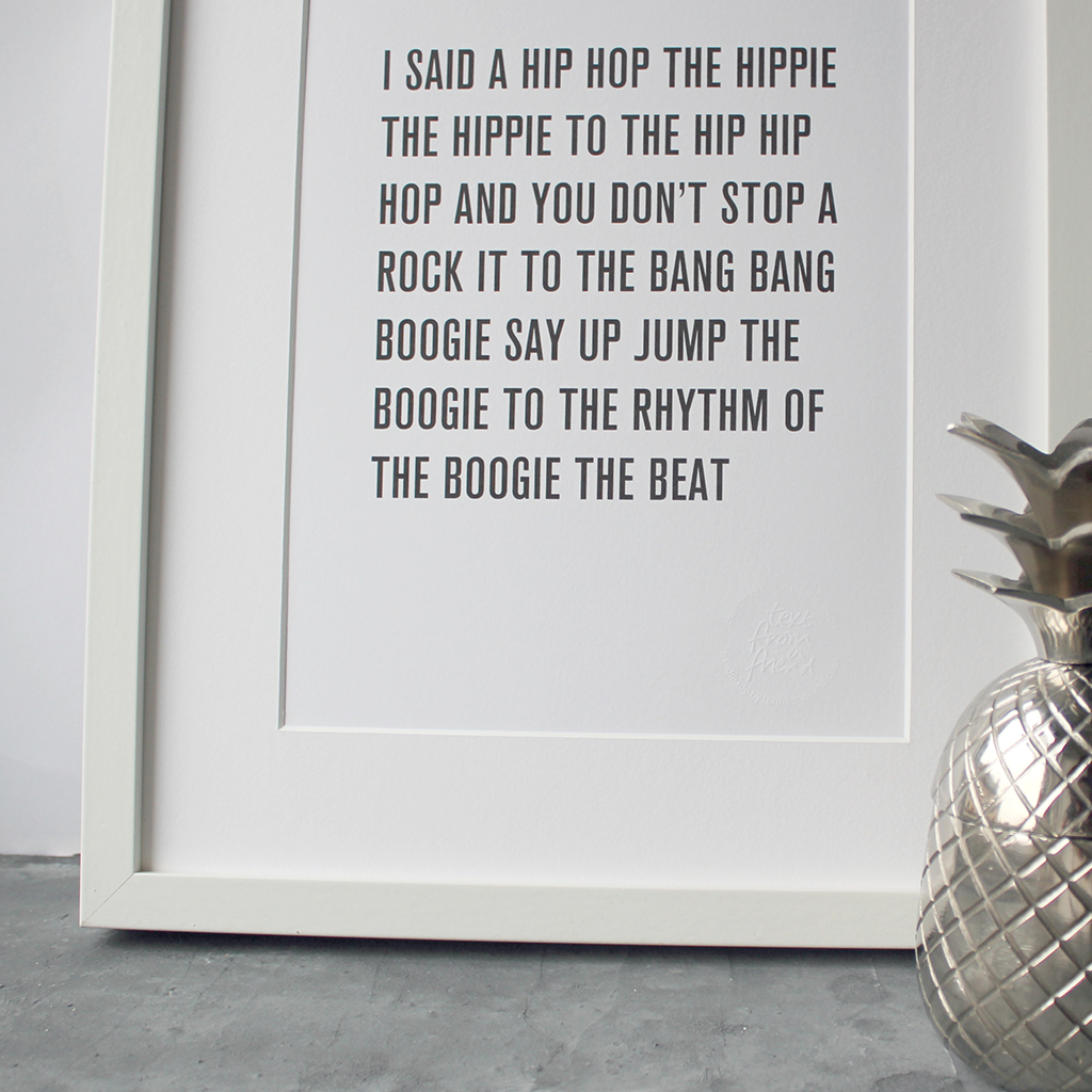 Rapper's Delight Sugarhill Gang Typographic Lyric Poster – Text From A ...
