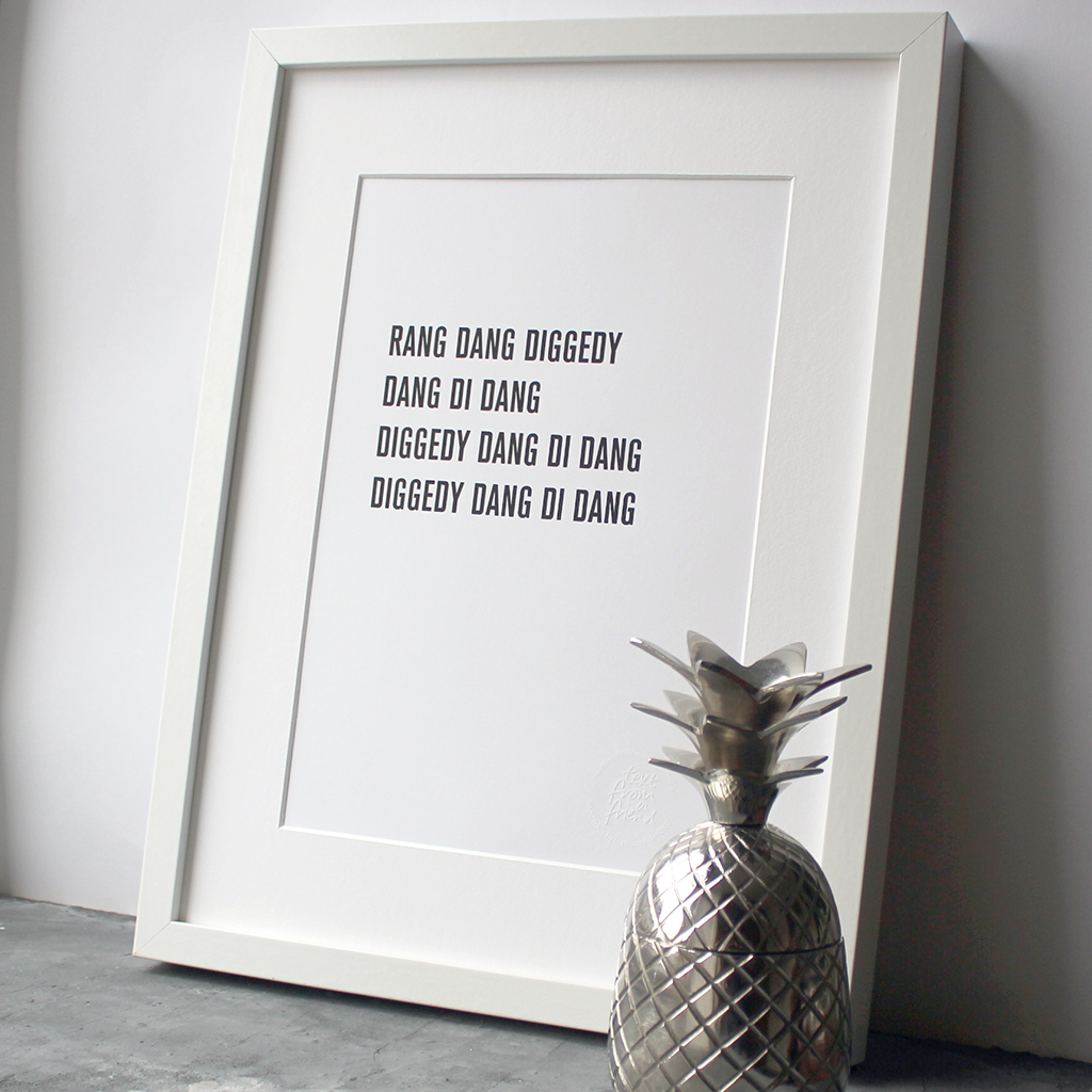 The classic White Lines track has the lyrics framed as a typographic print